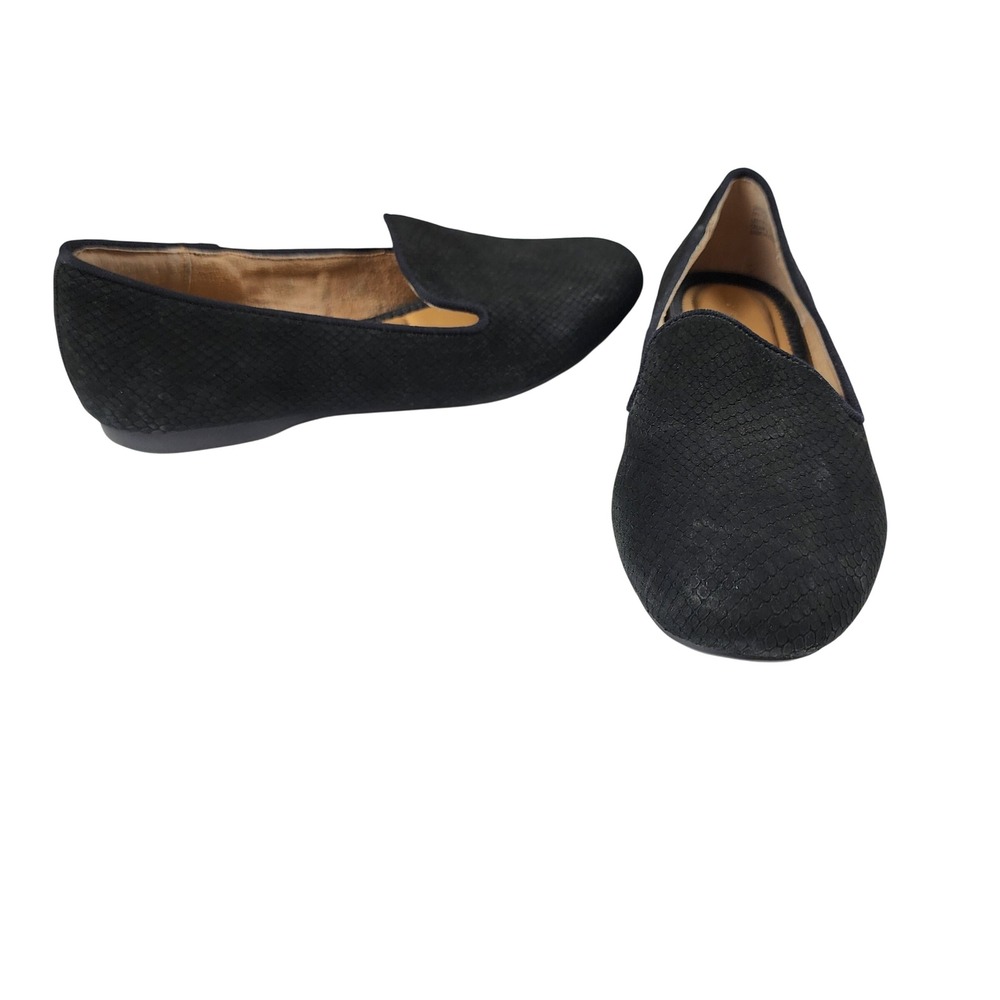 Kelly & Katie Peyton Leather Loafers Flats Womens 7M Black Snakeskin Casual Work